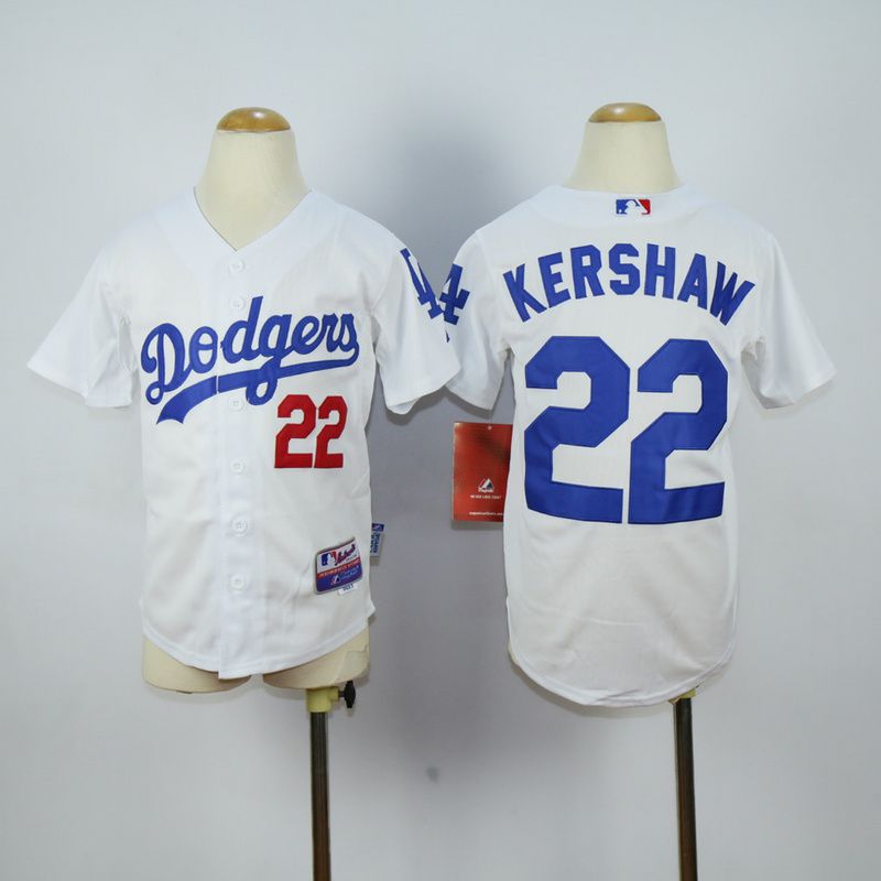 Youth Los Angeles Dodgers 22 Kershaw White MLB Jerseys